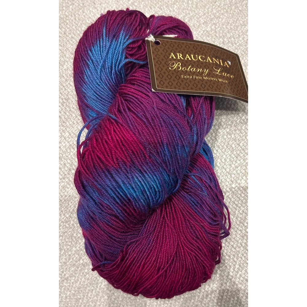 Araucania Botany Lace Extra Fine Merino Wool Yarn Variegated Magenta Blue 100g